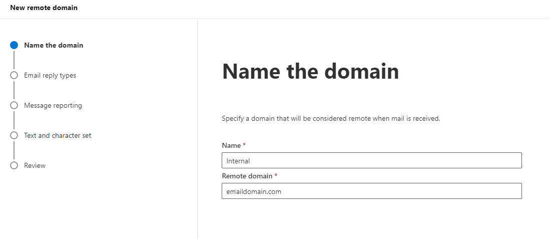 New remote domain name and domain configuration fields