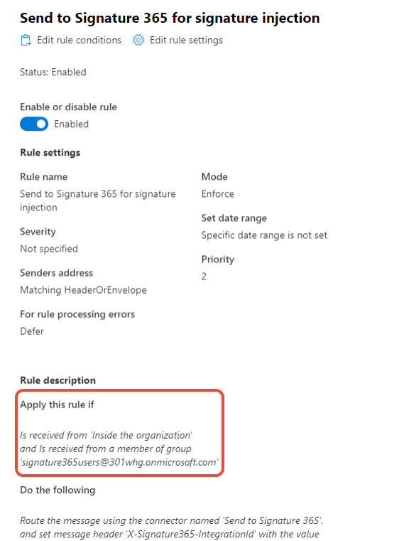 Rule conditions configured for group members only