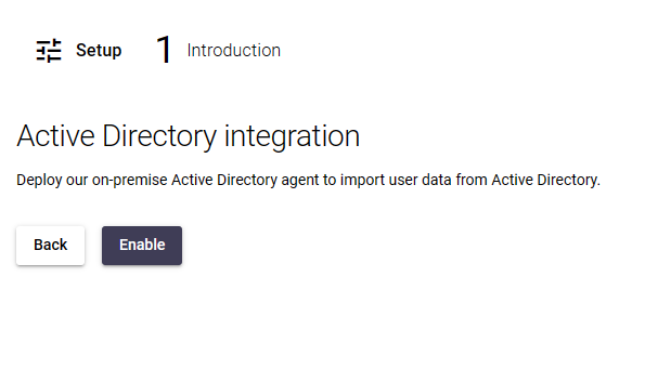 AD Connector enable button on the integrations page